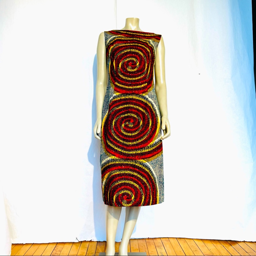 West African Senegal Midi Dress With Headwrap